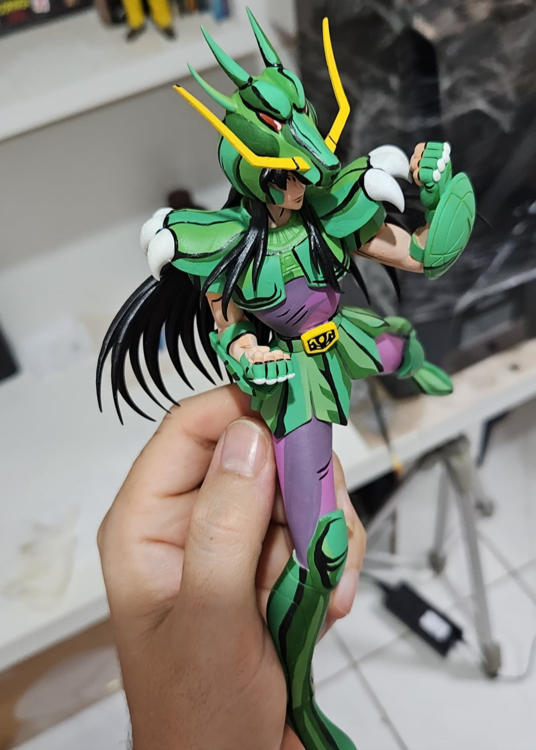 Shiryu por Impressão 3D Cel Shading(pintura 2D)