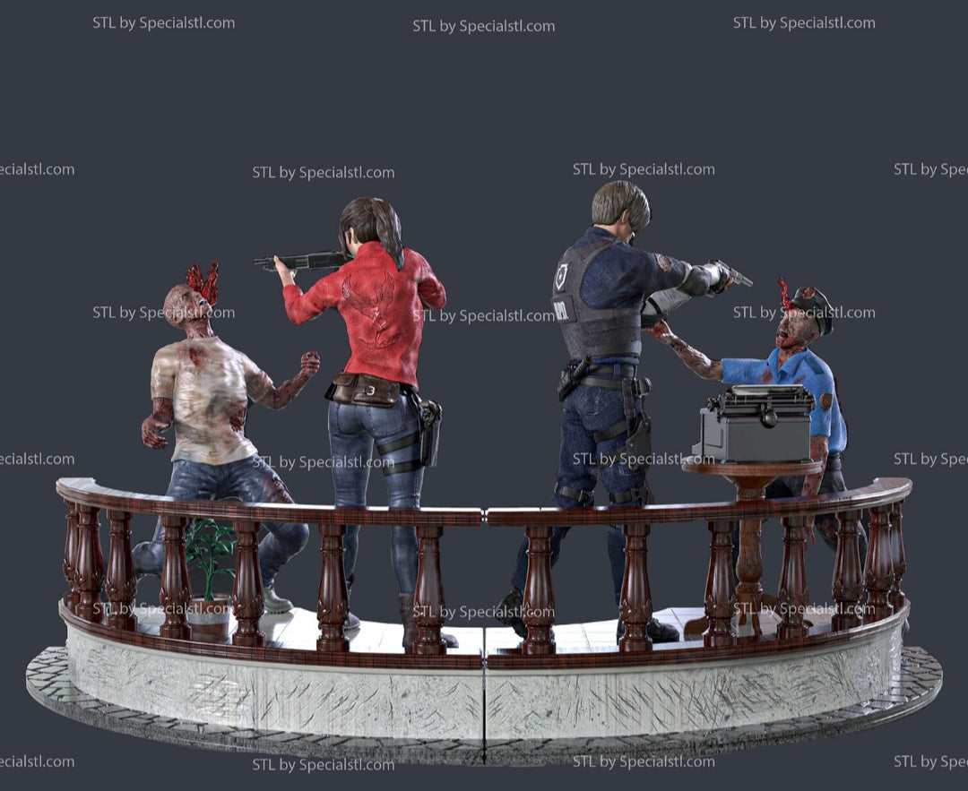 Diorama RE2 Remake-Leon Kennedy e Claire Redfield
