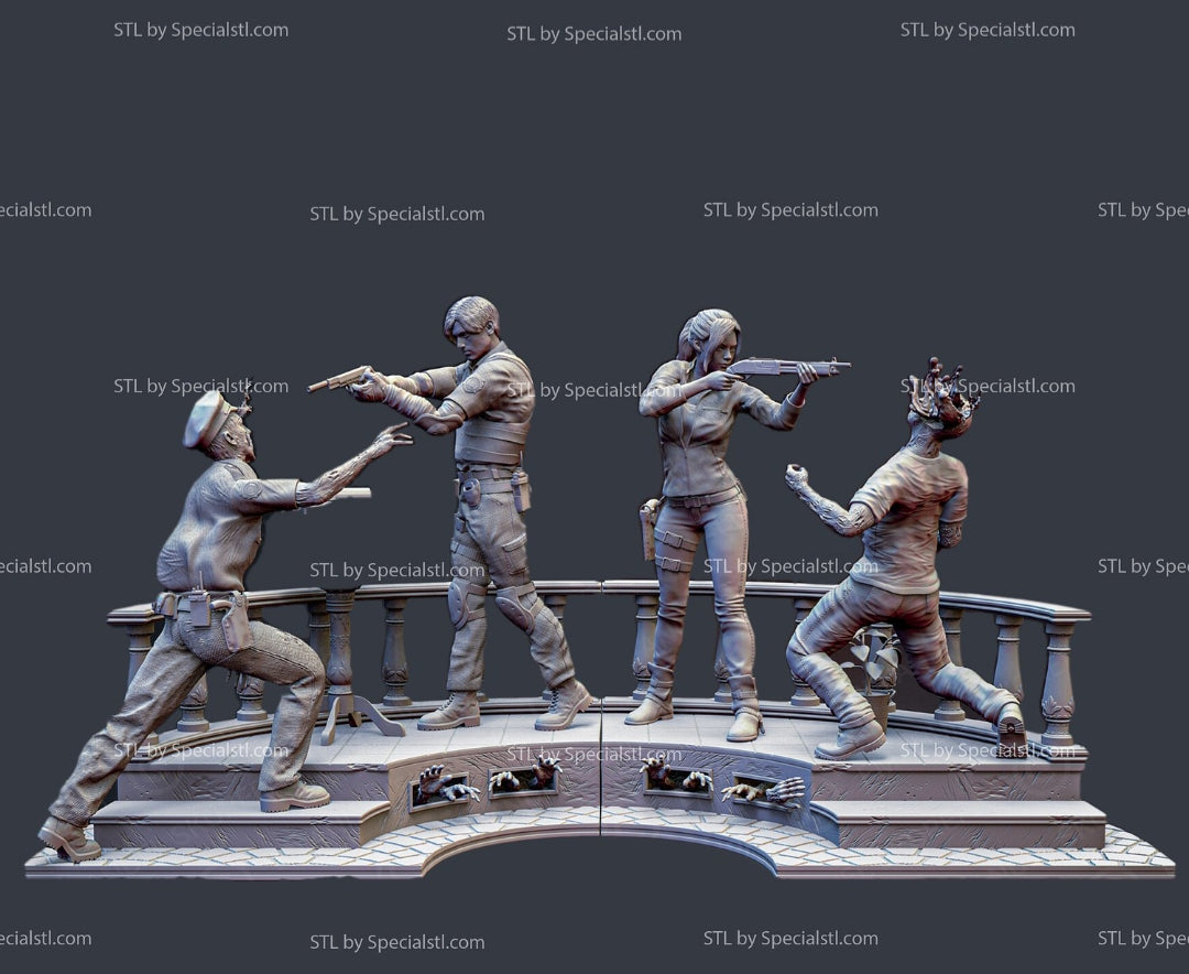 Diorama RE2 Remake-Leon Kennedy e Claire Redfield