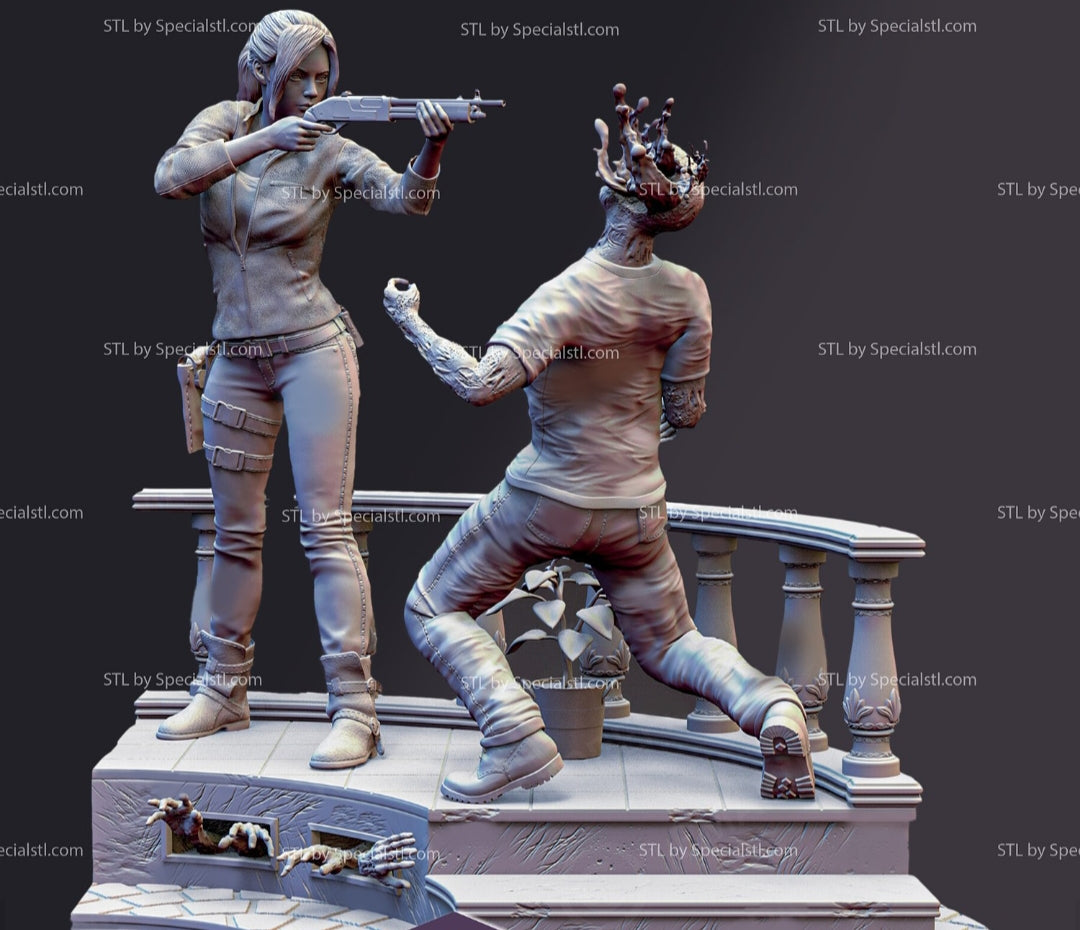 Diorama RE2 Remake-Leon Kennedy e Claire Redfield