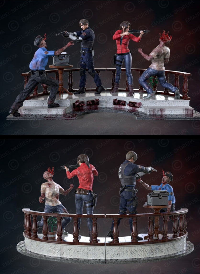Diorama RE2 Remake-Leon Kennedy e Claire Redfield