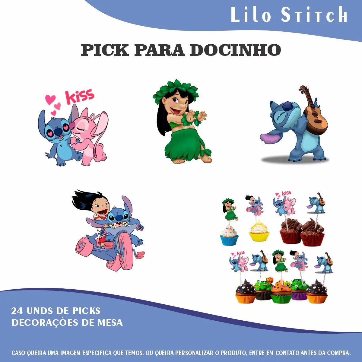 Kit Festa Fácil Decoração Prática - Lilo Stitch - 64 peças