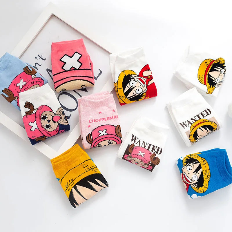 Meias do One Piece-Luffy e Chopper de 1 a 10 Pares