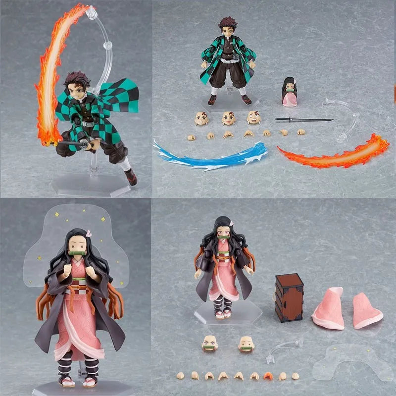 Action Figures Do Demon Slayer Kimetsu no Yaiba:Rengoku Kyoujurou,TanjirouKamado,Nezuko Kamado,Agatsuma Zenitsu