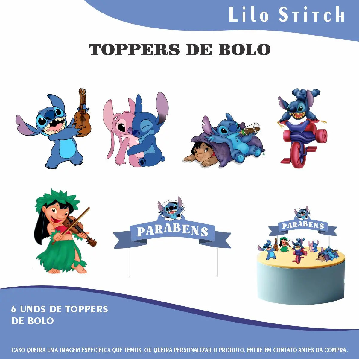 Kit Festa Fácil Decoração Prática - Lilo Stitch - 64 peças