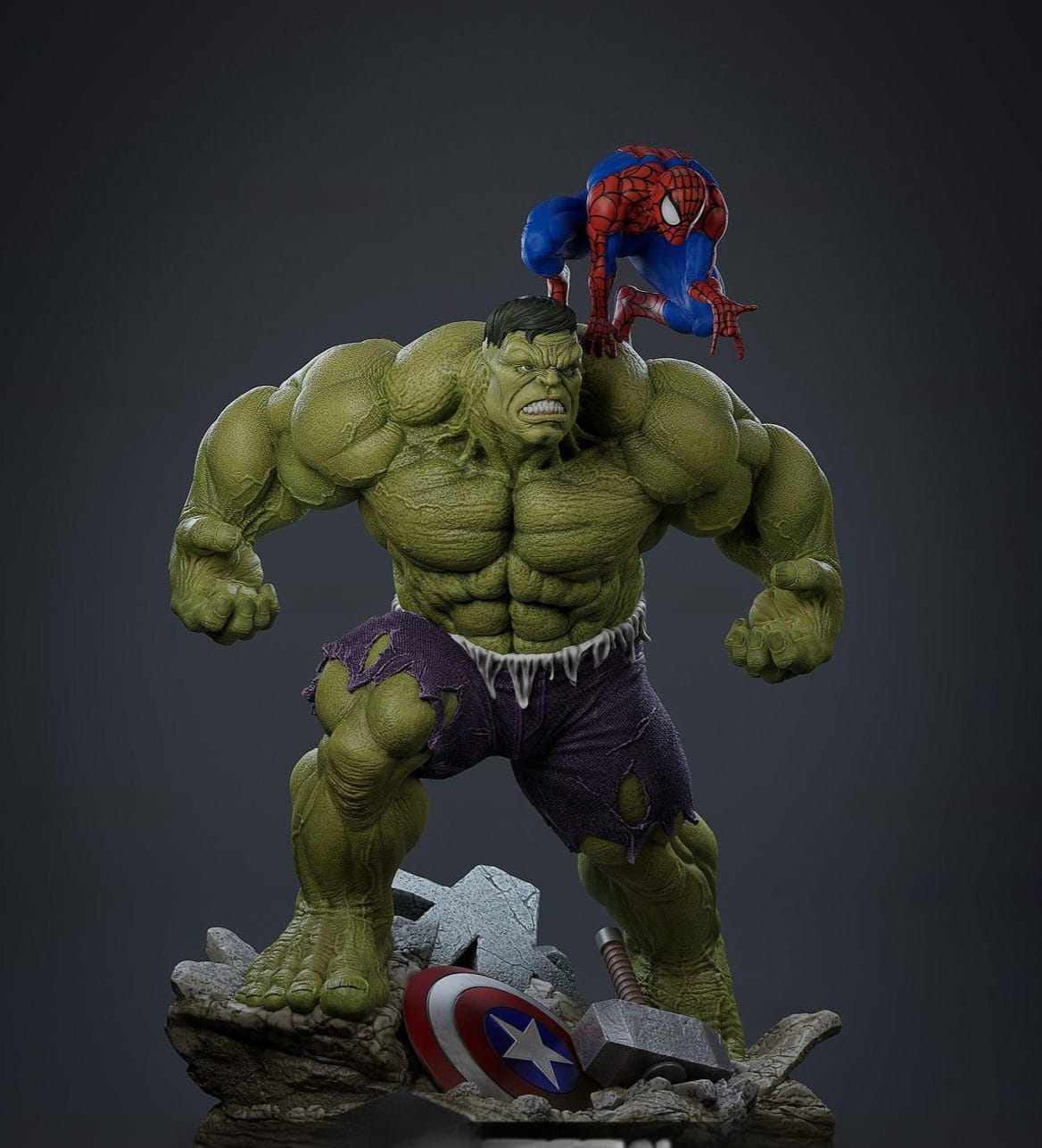 Diorama do Hulk e Spider Man