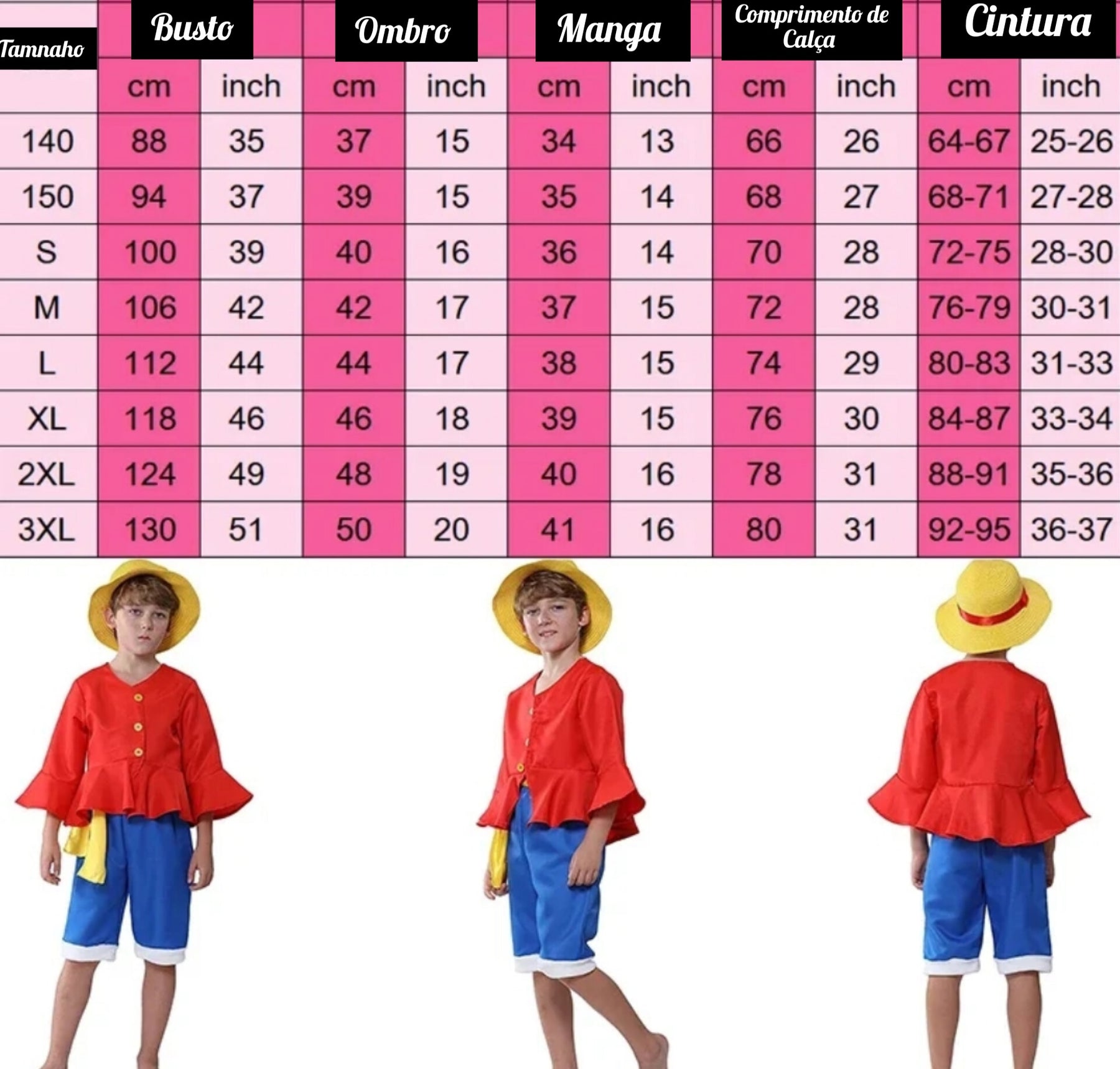 Colete e Calção de Monkey D.Luffy