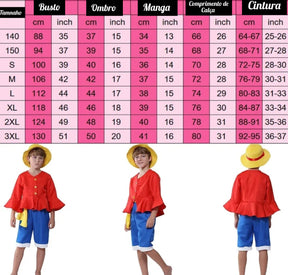 Roupa do Monkey D.Luffy Cosplay Infantil e Adulto