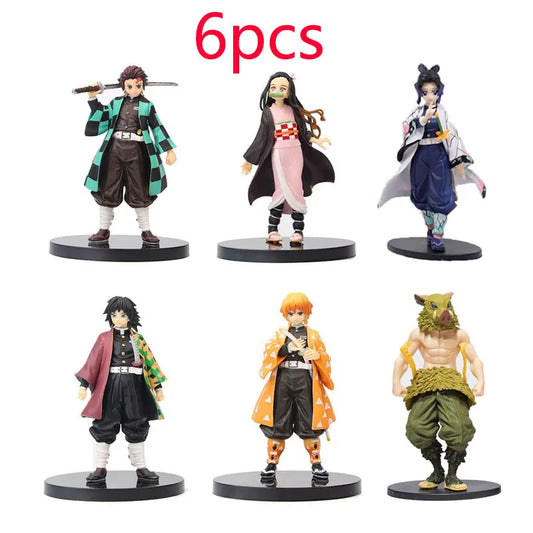 6 Peças do Demon Slayer Kimetsu no Yaiba figure Kamado,Tanjirou,Inosuke,Agatsuma,Zenitsu,Nezuko em PVC