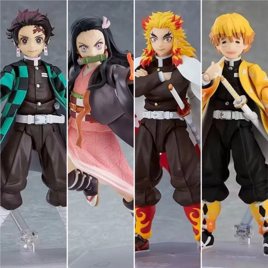 Action Figures Do Demon Slayer Kimetsu no Yaiba:Rengoku Kyoujurou,TanjirouKamado,Nezuko Kamado,Agatsuma Zenitsu