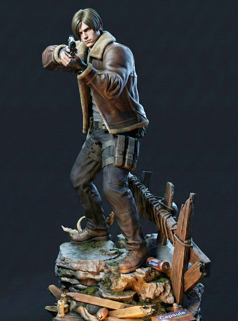 Diorama Resident Evil 4 Remake-Leon S.Kennedy+El Salvador+Ganado