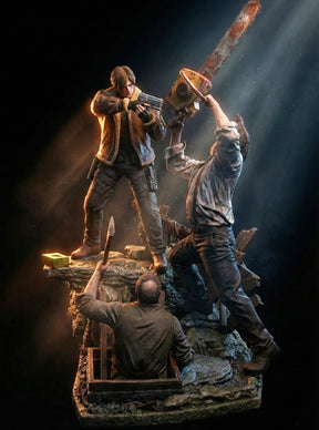 Diorama Resident Evil 4 Remake-Leon S.Kennedy+El Salvador+Ganado